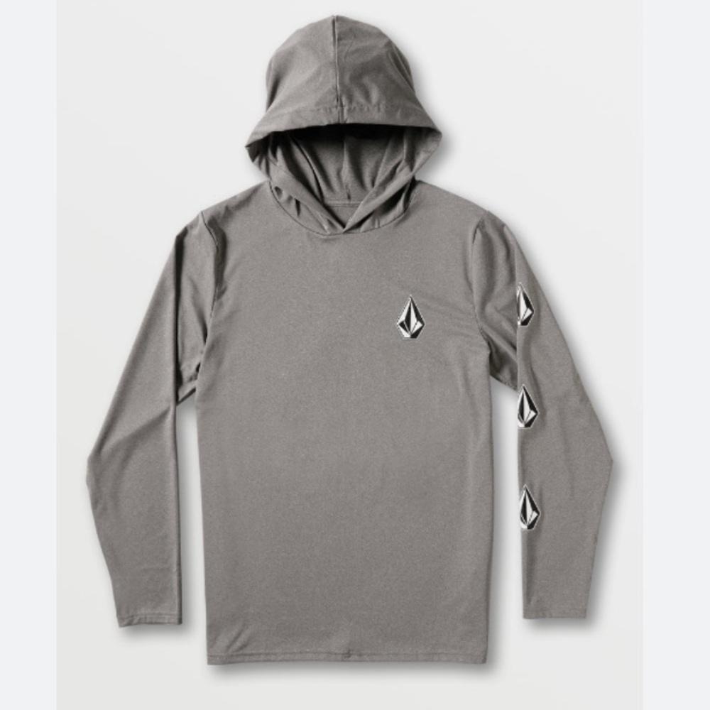Volcom Stone Tech UV Protection Hoodie Gray Small Lightweight Sweatshirt - Picture 4 of 10